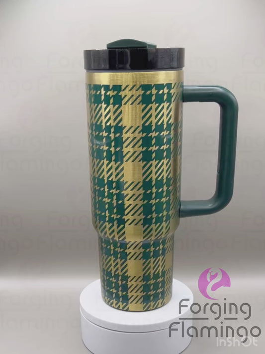 Houndstooth Plaid Laser-Engraved 30oz Tumbler